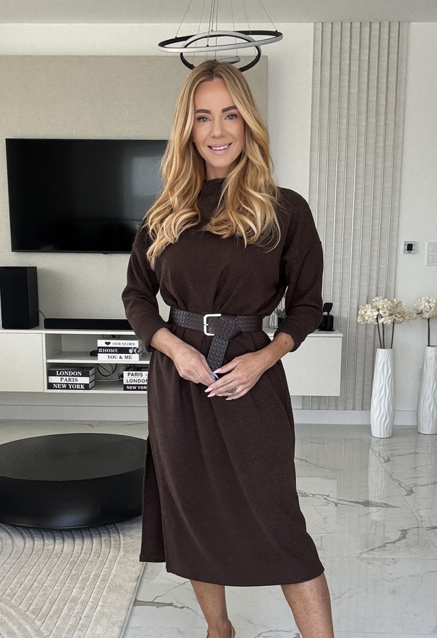 Mulani ruha– Női ruha ajándék övvel mogyoró barna – Innova Fashion